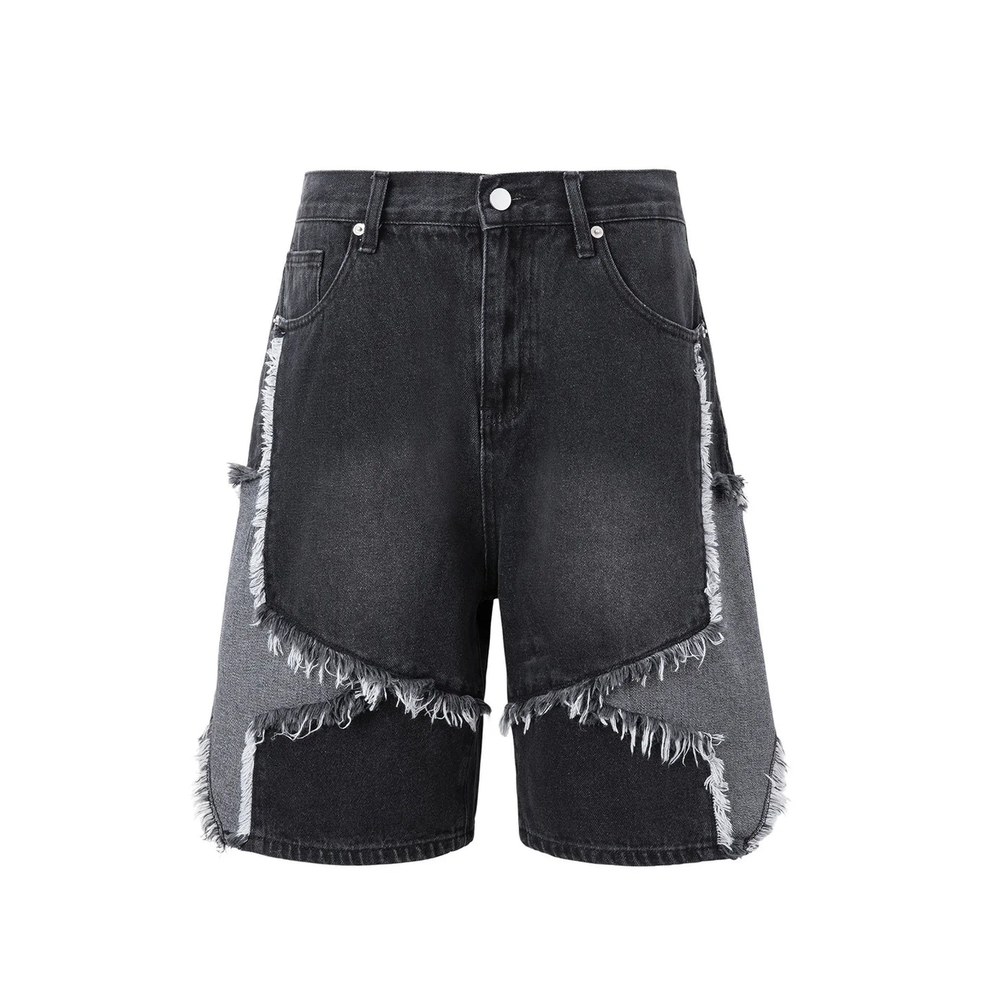 High Street Washed Stars Patchwork Baggy Jeans Shorts