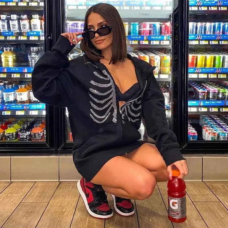 Zip Up Hoodie Bone Chill