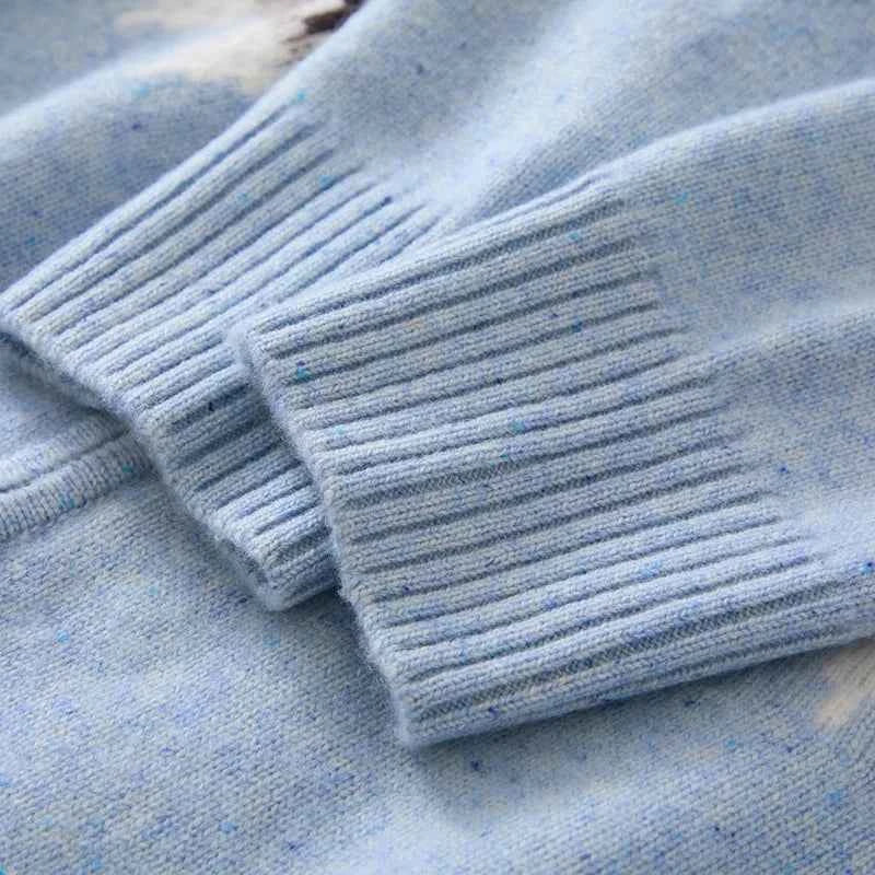 Thick Vintage Jacquard O-Neck Zipper Cardigan