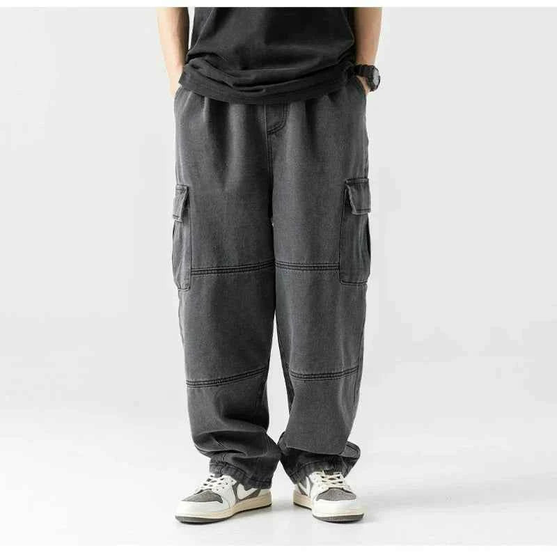 Durable Distressed Workwear Cargo Jeans