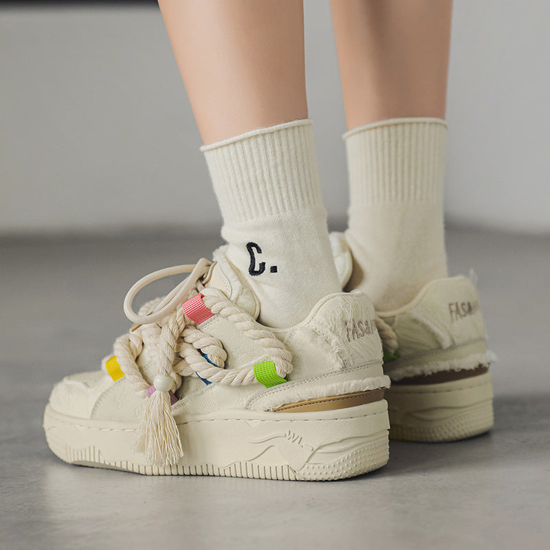 Rope Multicolor Chunky Shoes - Industrial Laced Platform Trainers | LuxuryUrbanwear