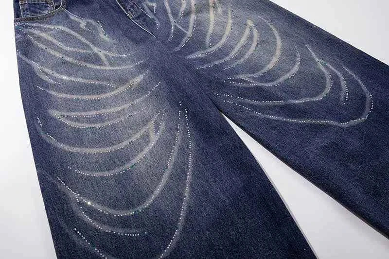 Urban Vintage Drill Printed Wide Leg Denim Jeans