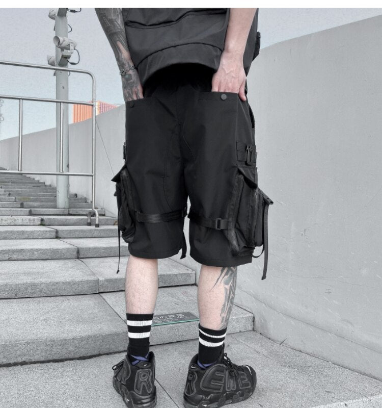 Techwear Streetwear Ribbons Baggy Shorts