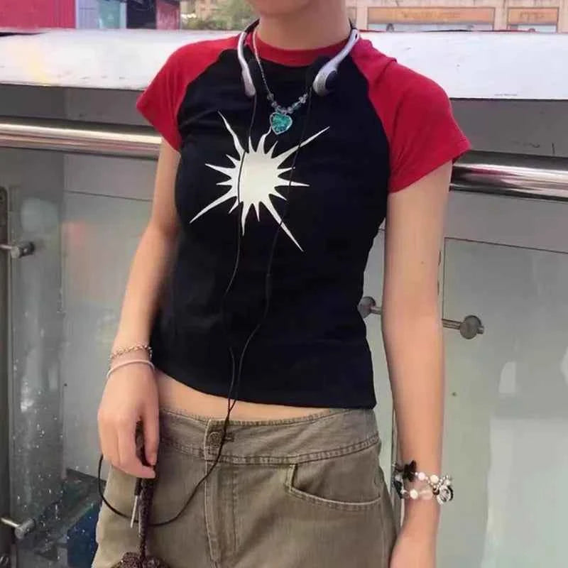 Vintage Gothing Patchwork Short Sleeve T-Shirt