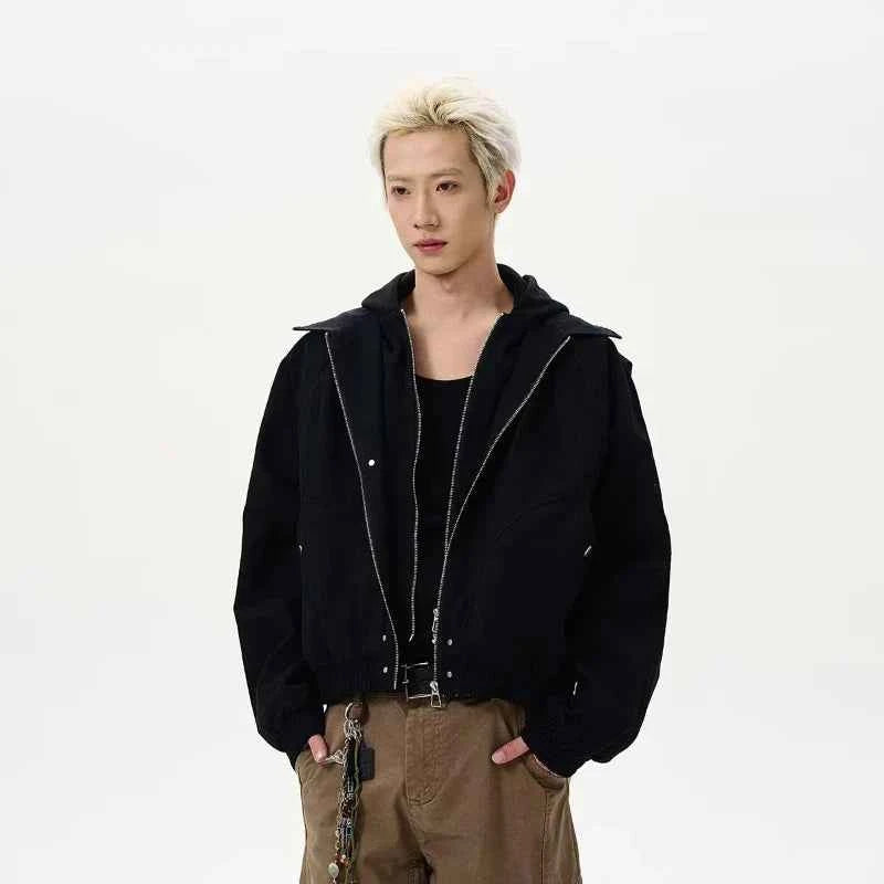 Patchwork Silhouette Retro Hooded Jacket