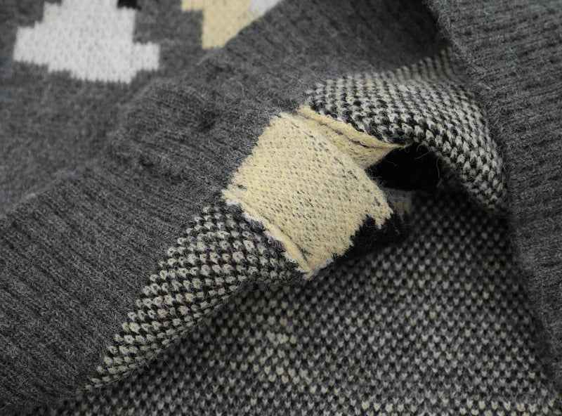 Winter Streetwear Camouflage Knitwear Cardigan