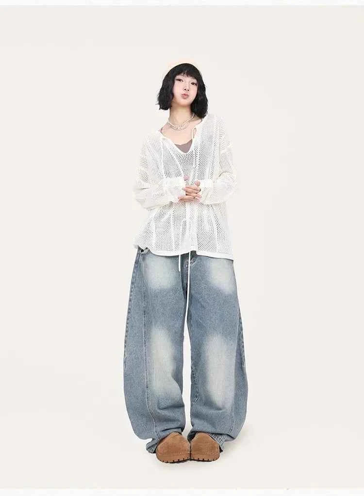 Blue Jazz Frayed Denim Long Jeans