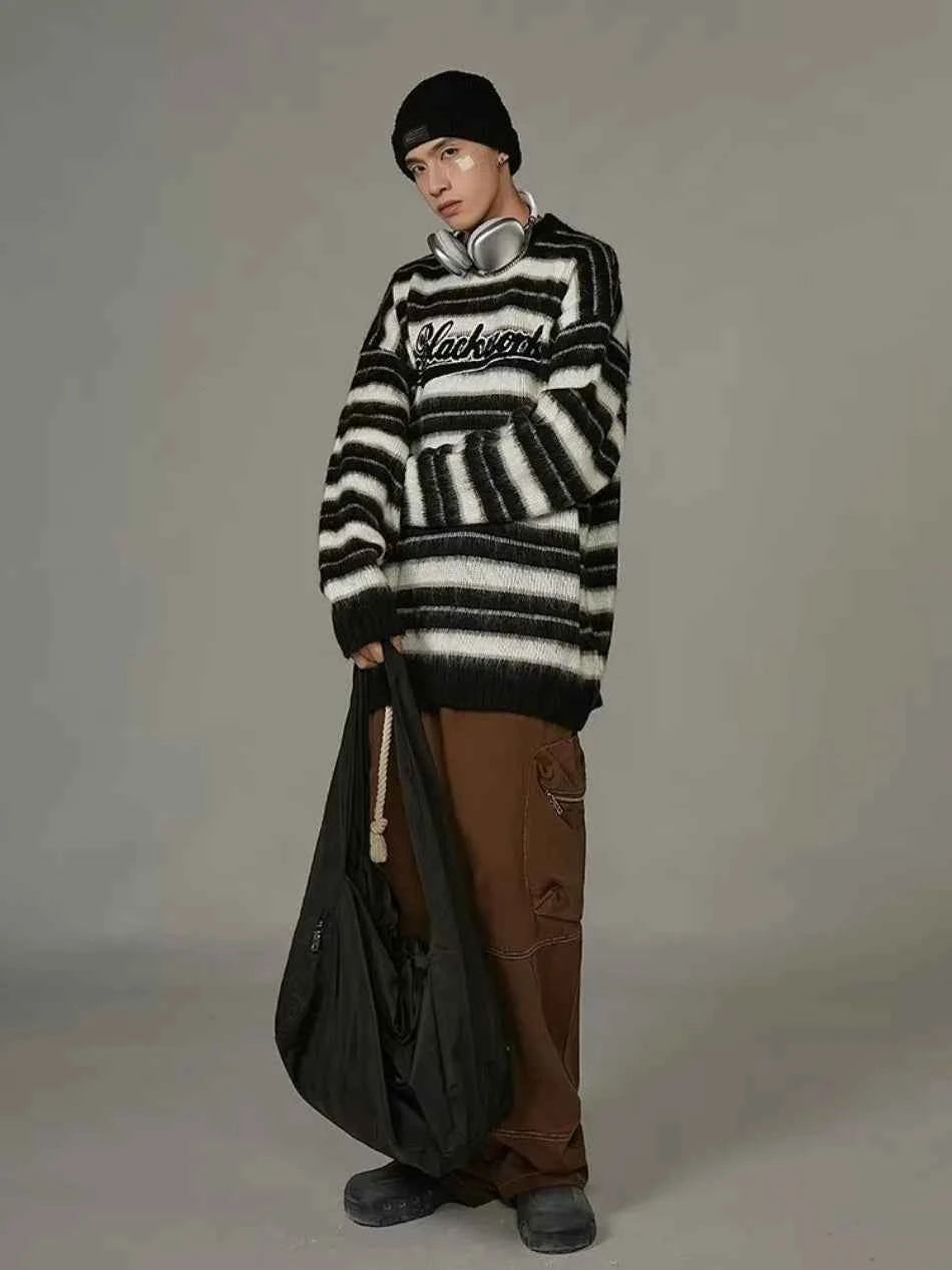Vintage American Style Striped Knitted Sweater