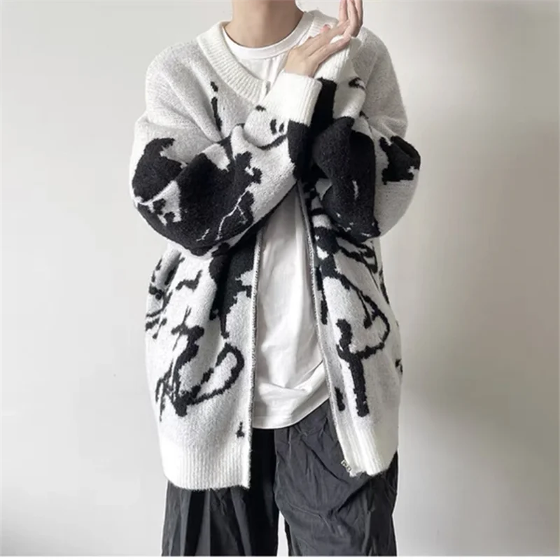 Cozy Knit Contrast Paneled Zipper Cardigan - Luxuryurbanwear