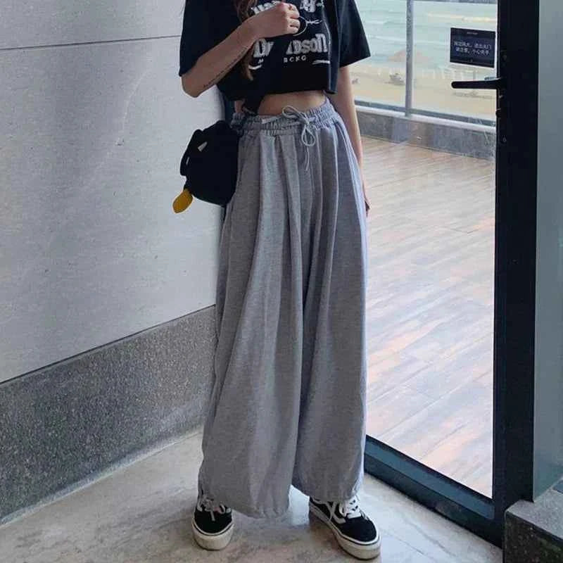 Women American Style Loose Wide Leg Sweatpants