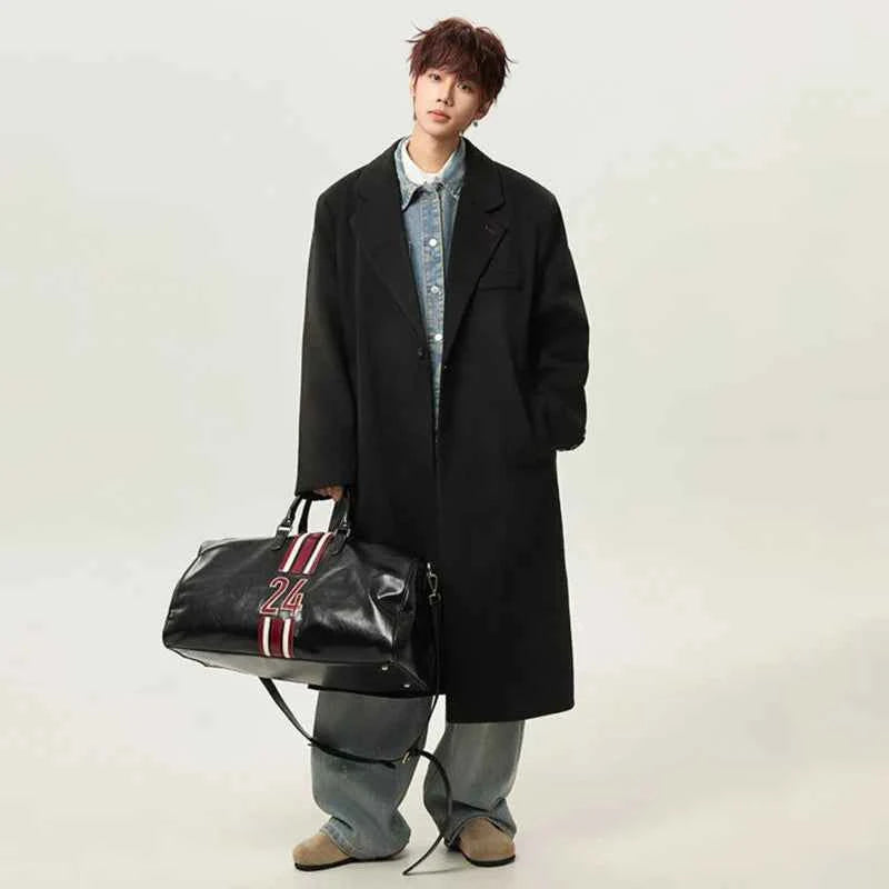 Korean Style Retro Single Button Wool Coat
