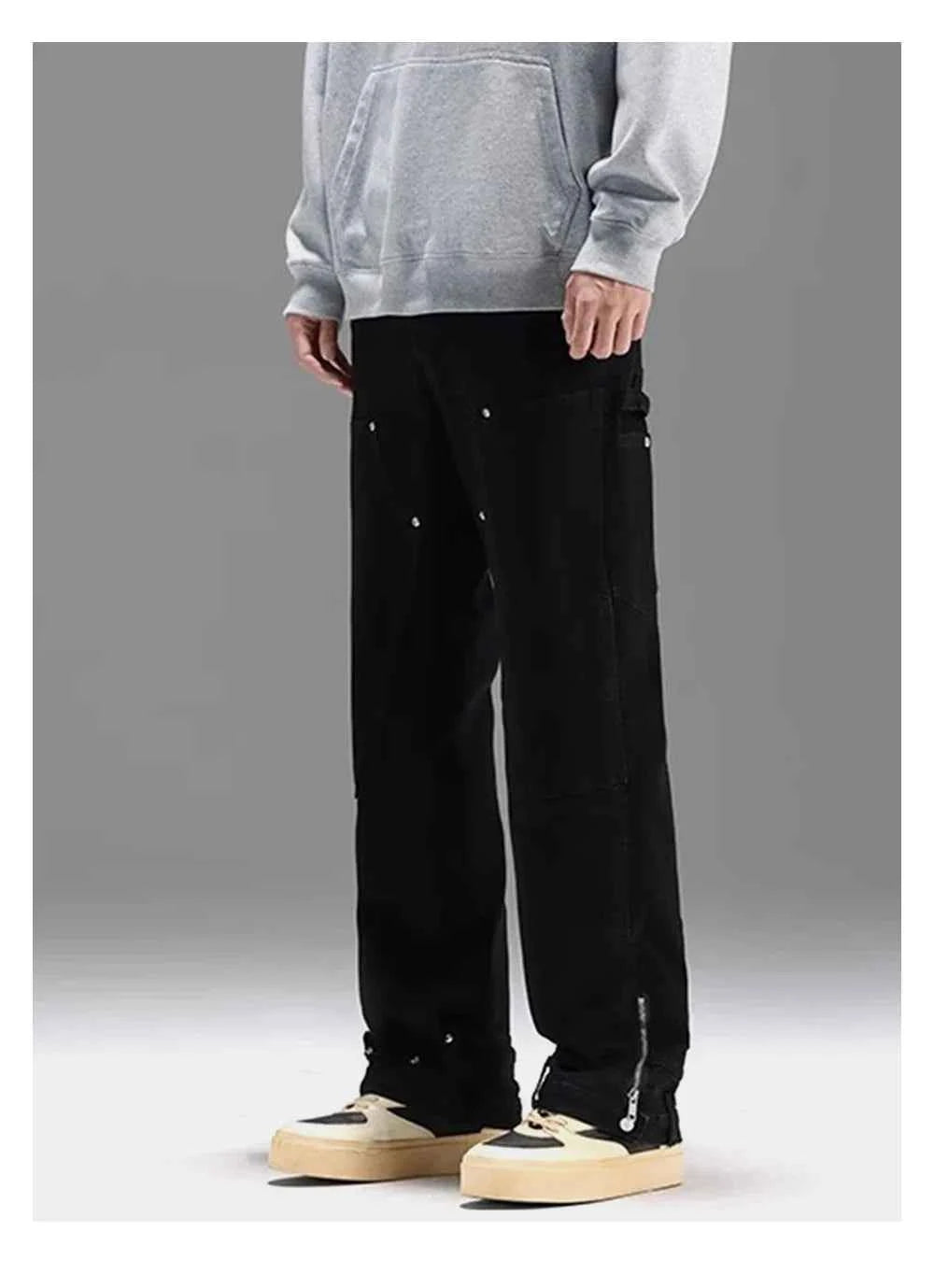 Retro Loose Fit Distressed Denim Straight Leg Jeans