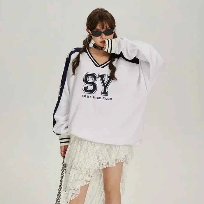 Vintage Cozy American Letter Print Sweatshirt