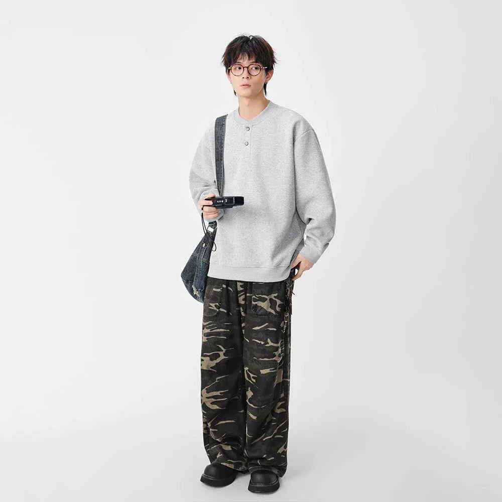 Casual Stand Collar Button Detail Sweatshirt