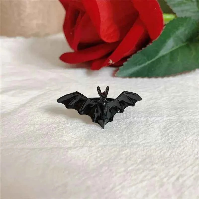 Y2K Gothic Black Bat Halloween Ring