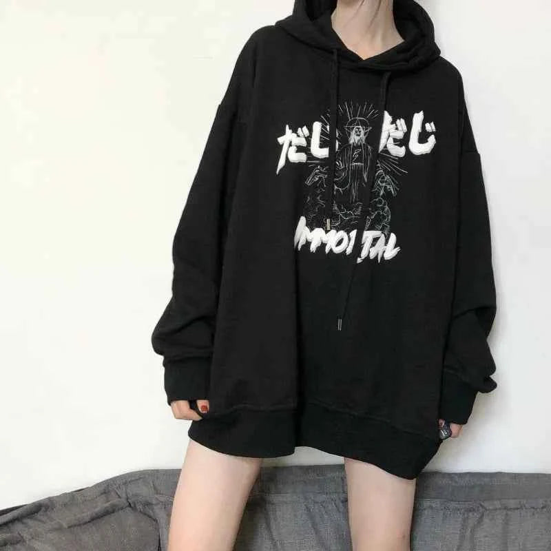 Women Sweet Velvet Thicken Loose Fit Hoodie