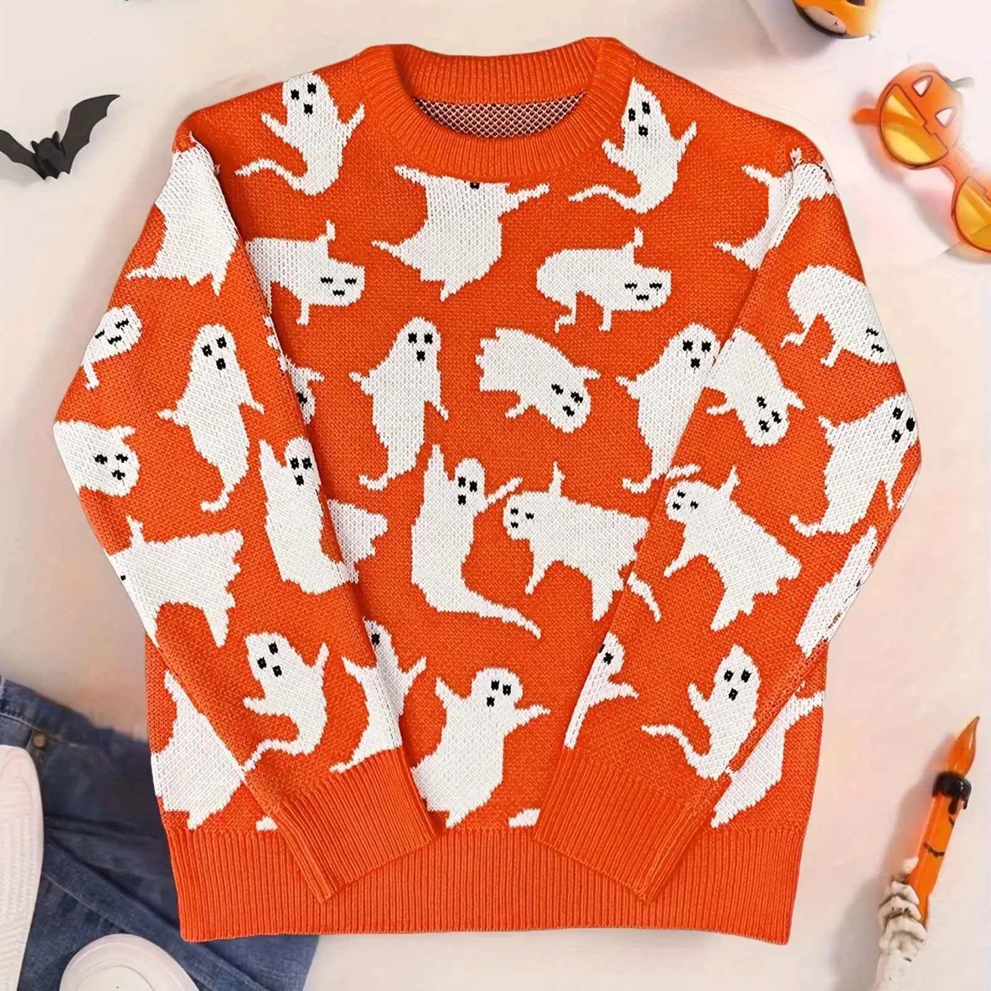 Cozy Halloween Leopard Knitted Casual Sweater