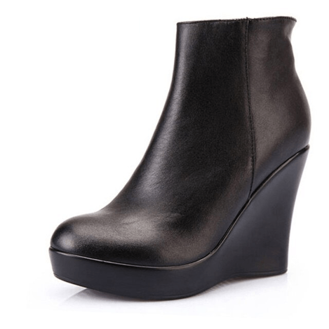 Shanty Women's Wedge Leather Ankle Booties