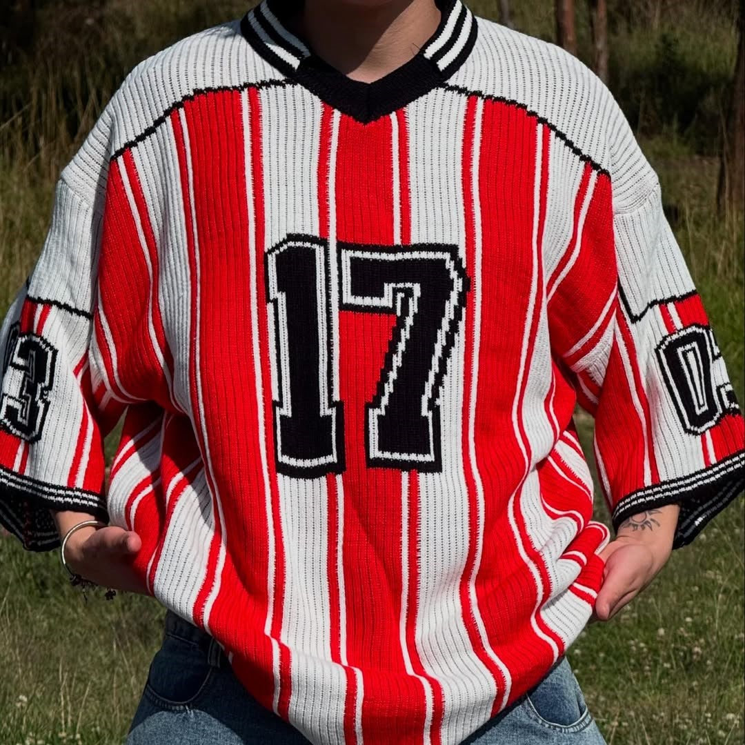 Varsity Stripe Knit | Jersey Tee - Luxuryurbanwear
