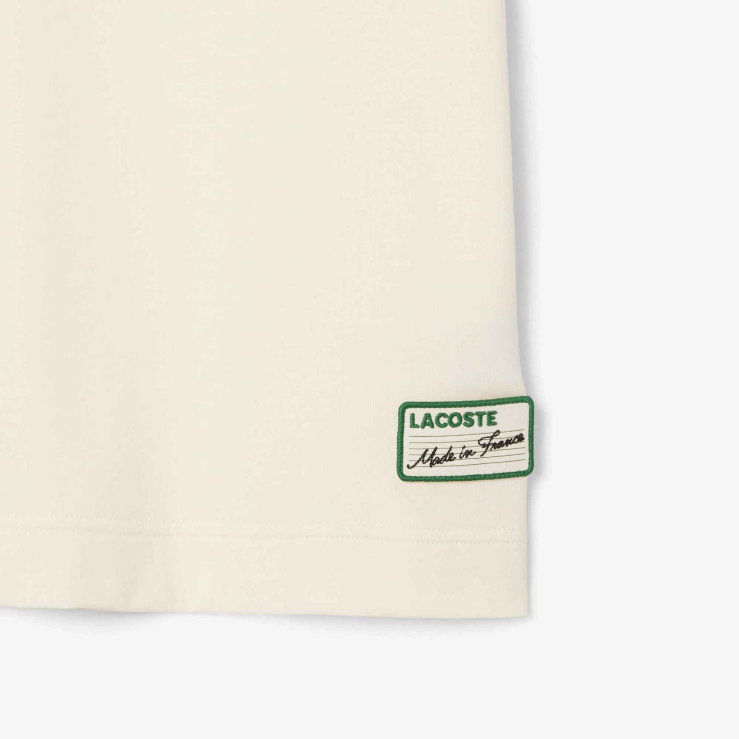 Lacoste Made in France Stripe Neck Tee - Cream