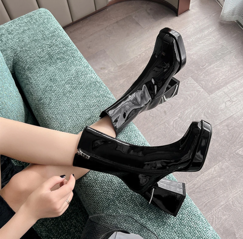 USS Shoes Any Women's Patent Leather Boots - Luxuryurbanwear