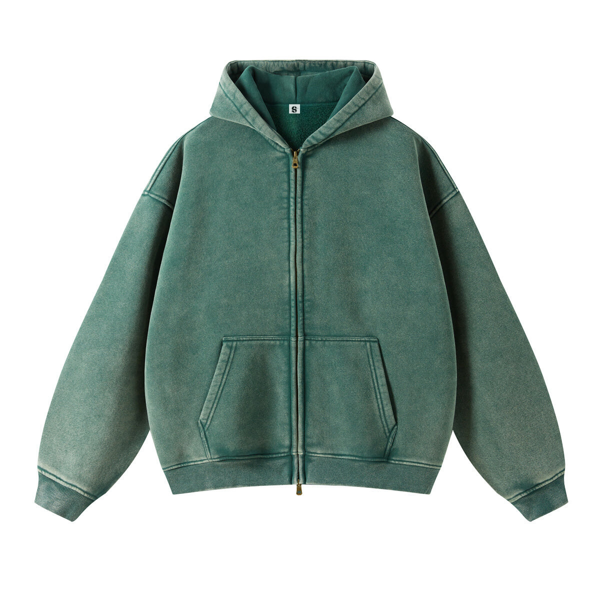 Retro Essence Vintage Washed Zip-Up Hoodie - Oversized | LuxuryUrbanwear - Luxuryurbanwear