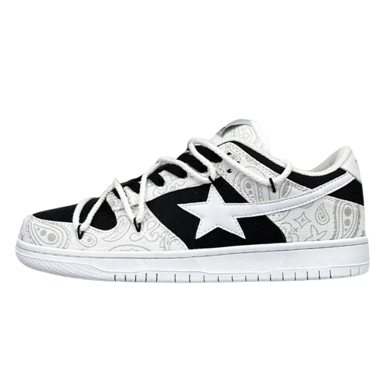 Swoop Black and White Sneakers - High-Contrast Luxury Tech Trainers | LuxuryUrbanwear