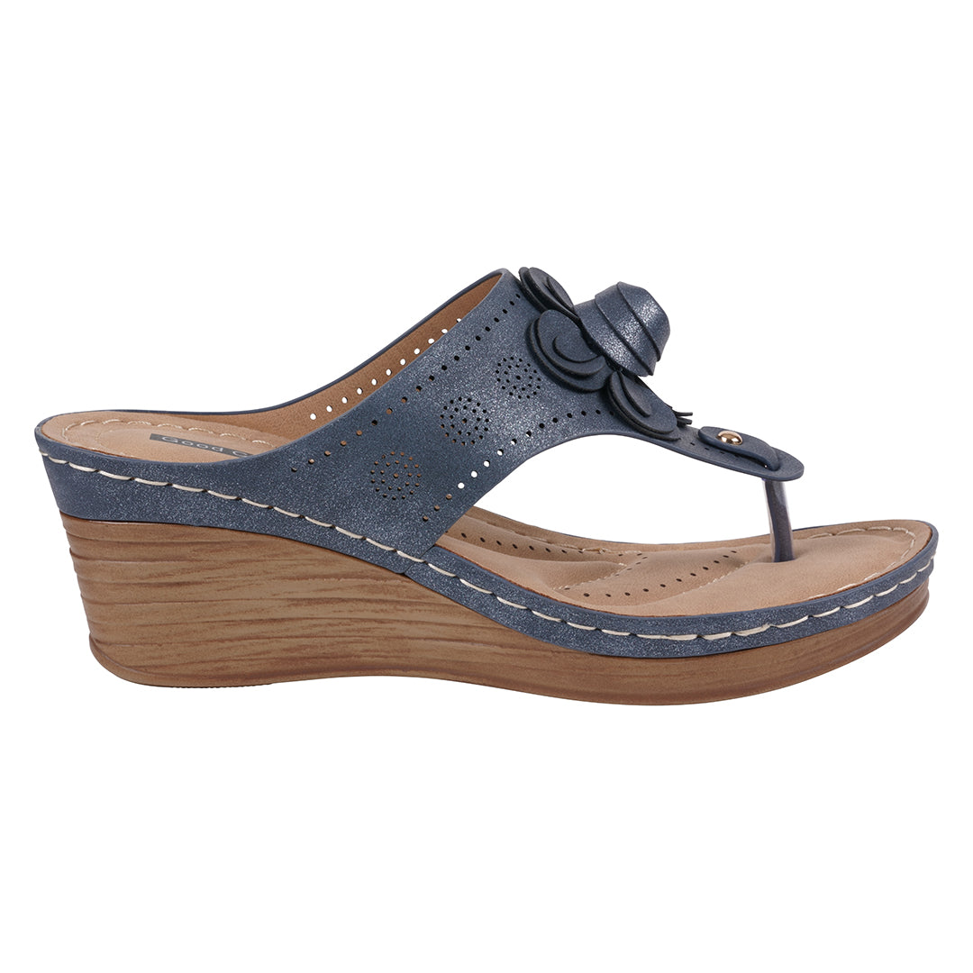 Women's Willa Blue Floral Wedge Sandals