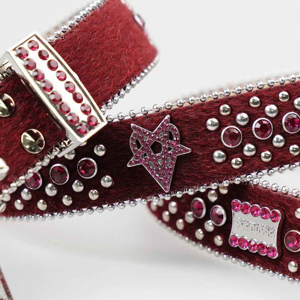 "OVD STUDDED BELT" - BLOOD RED