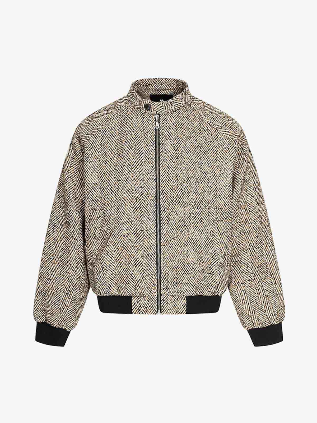 Vintage Herringbone Zip Up Jacket
