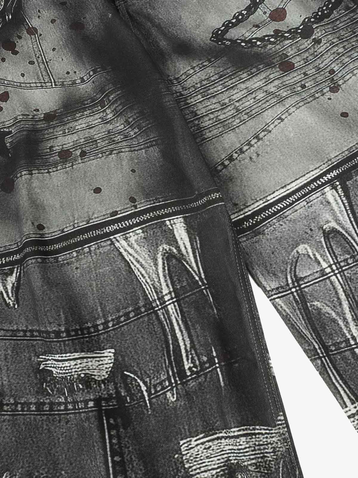 Abstract Graphic Print Wide Leg Barrel Jeans - Luxuryurbanwear