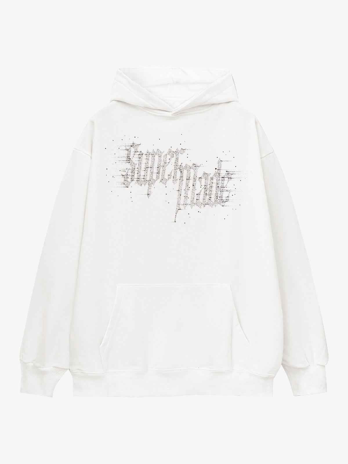 Rhinestone Distressed Letter Graphic Hoodie