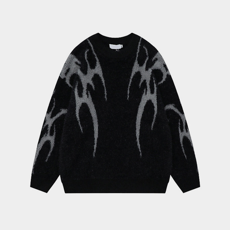 Gothic Inferno | Y2K Inspired Fire Pattern Jumper - Luxuryurbanwear
