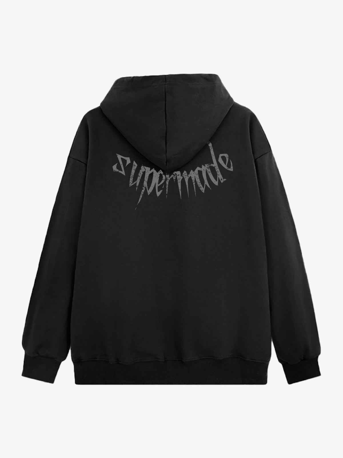 Gothic Devil Graphic Washed Hoodie