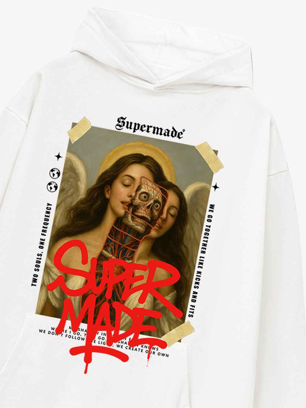 Skull And Face Two Soul Pattern Hoodie