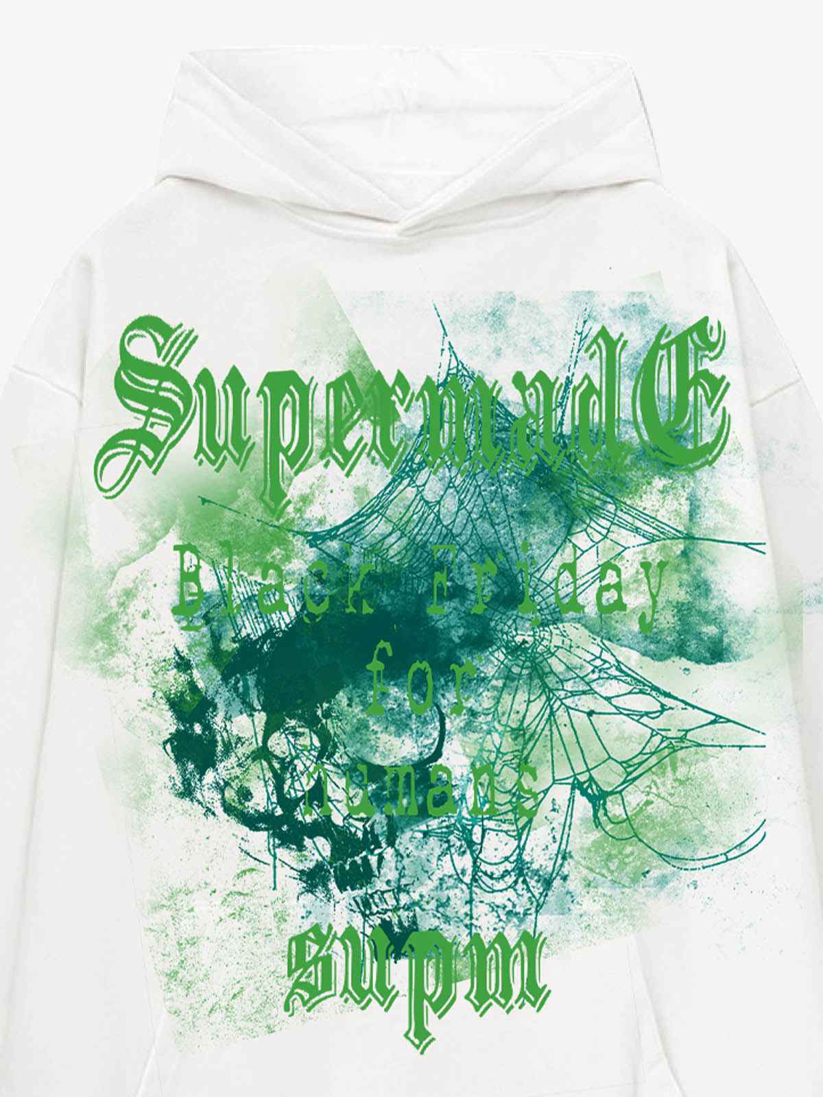 Gothic Skull Spider Web Graphic Hoodie