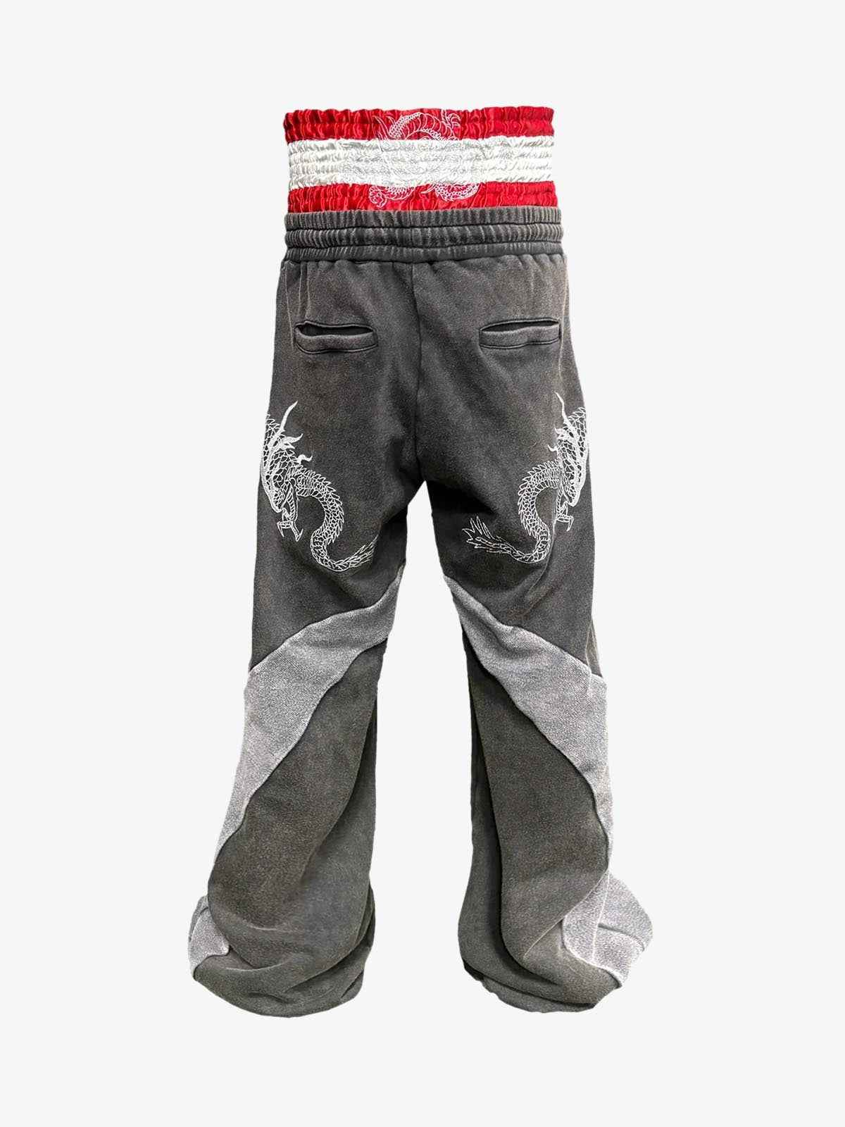 Washed Dragon Embroidered Panel Sweatpants