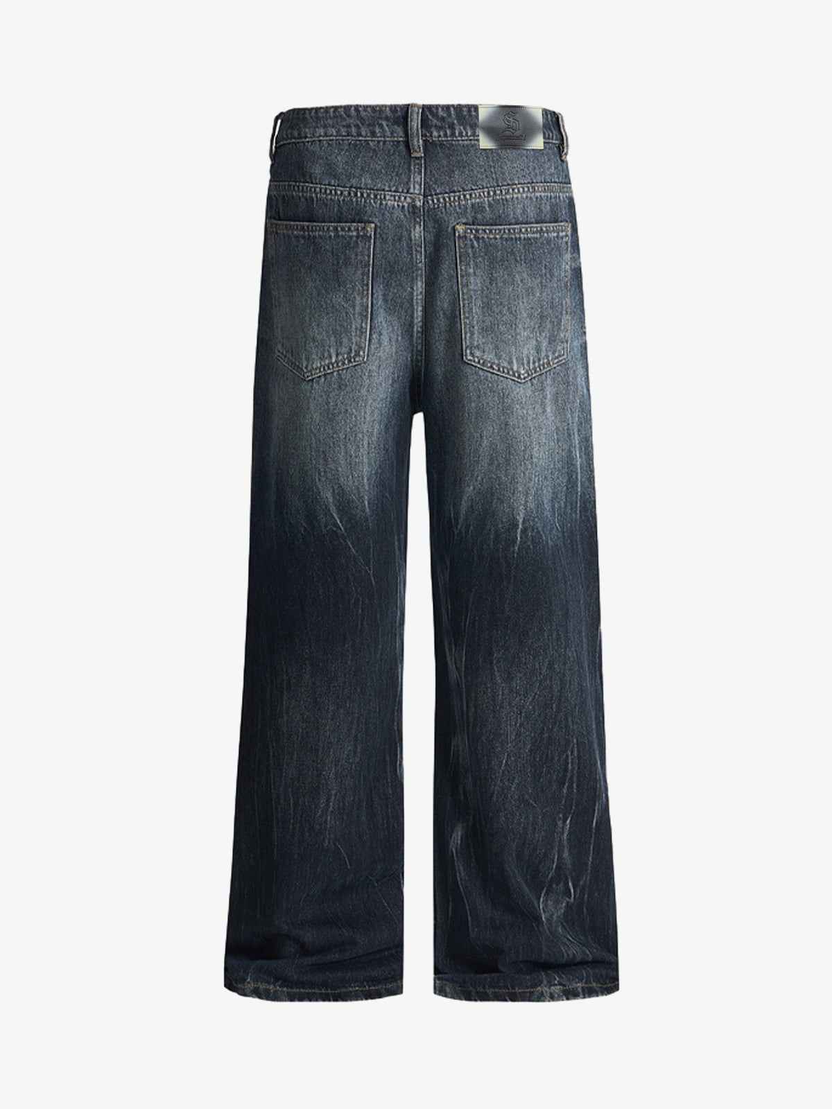 Vintage Distressed Wash Wide Leg Jeans