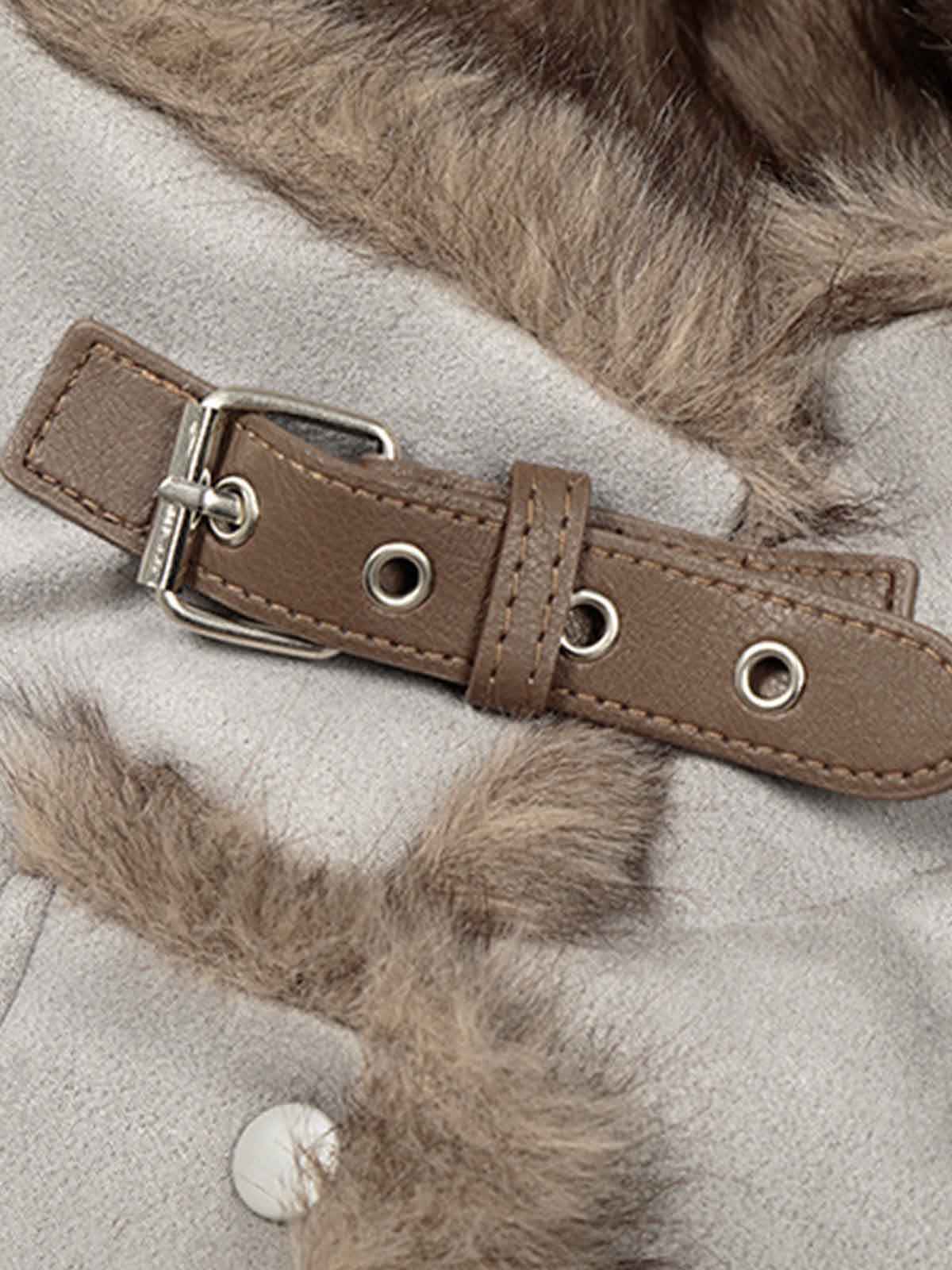 Vintage Suede Faux Fur Lined Aviator Bomber Jacket