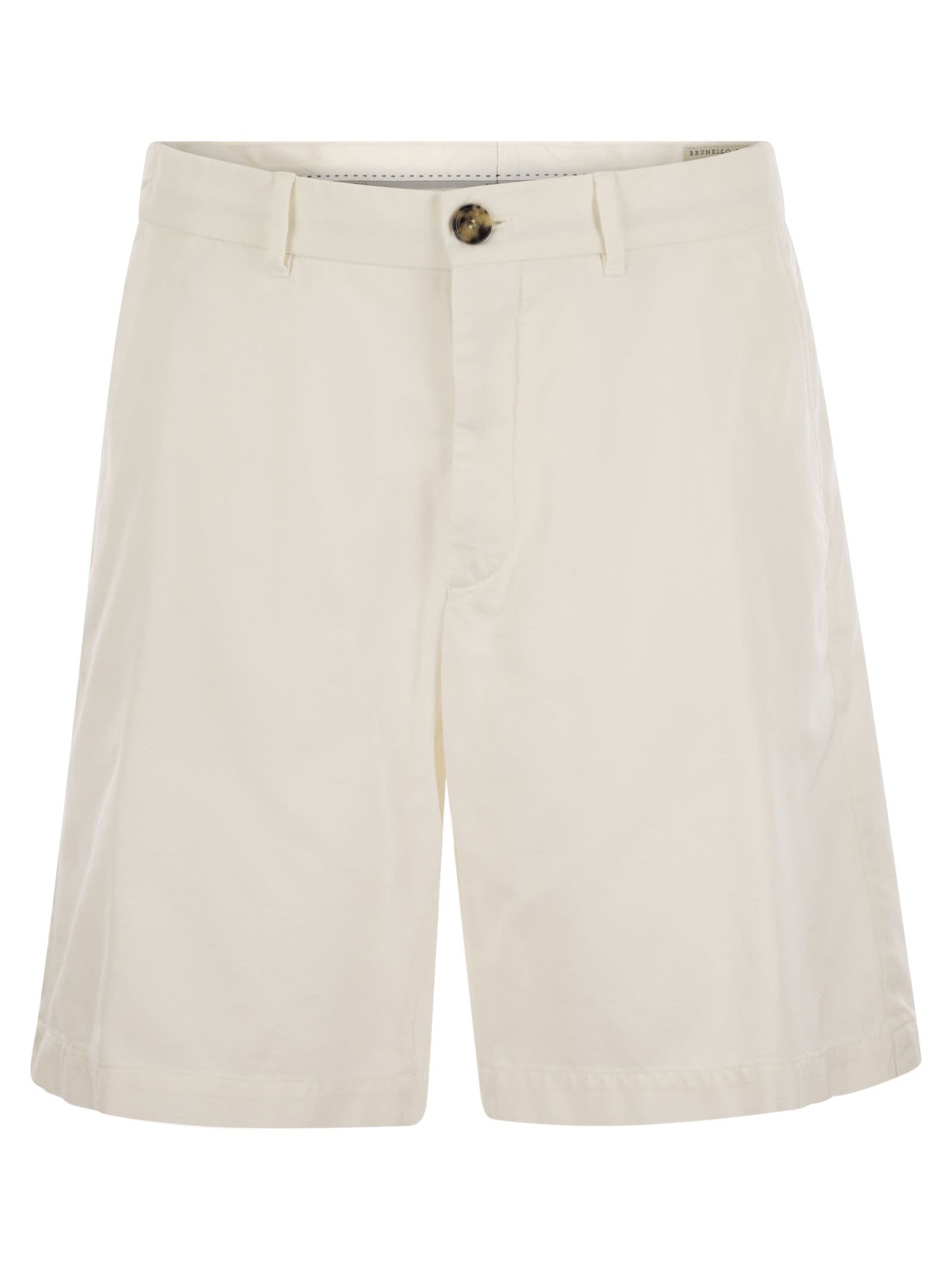 Brunello Cucinelli Men Cotton Gabardine Bermuda Shorts