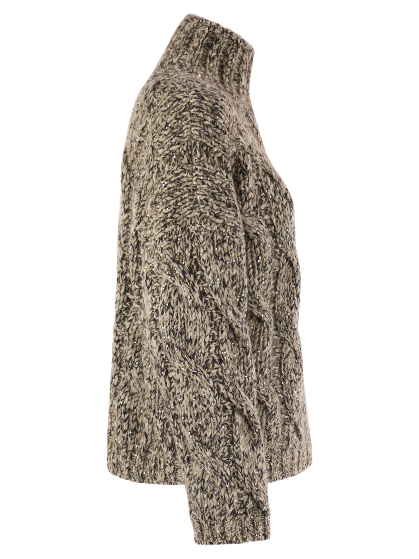 Brunello Cucinelli Women Soft Wool, Cashmere And Mohair Turtleneck Sweater With Braided Design