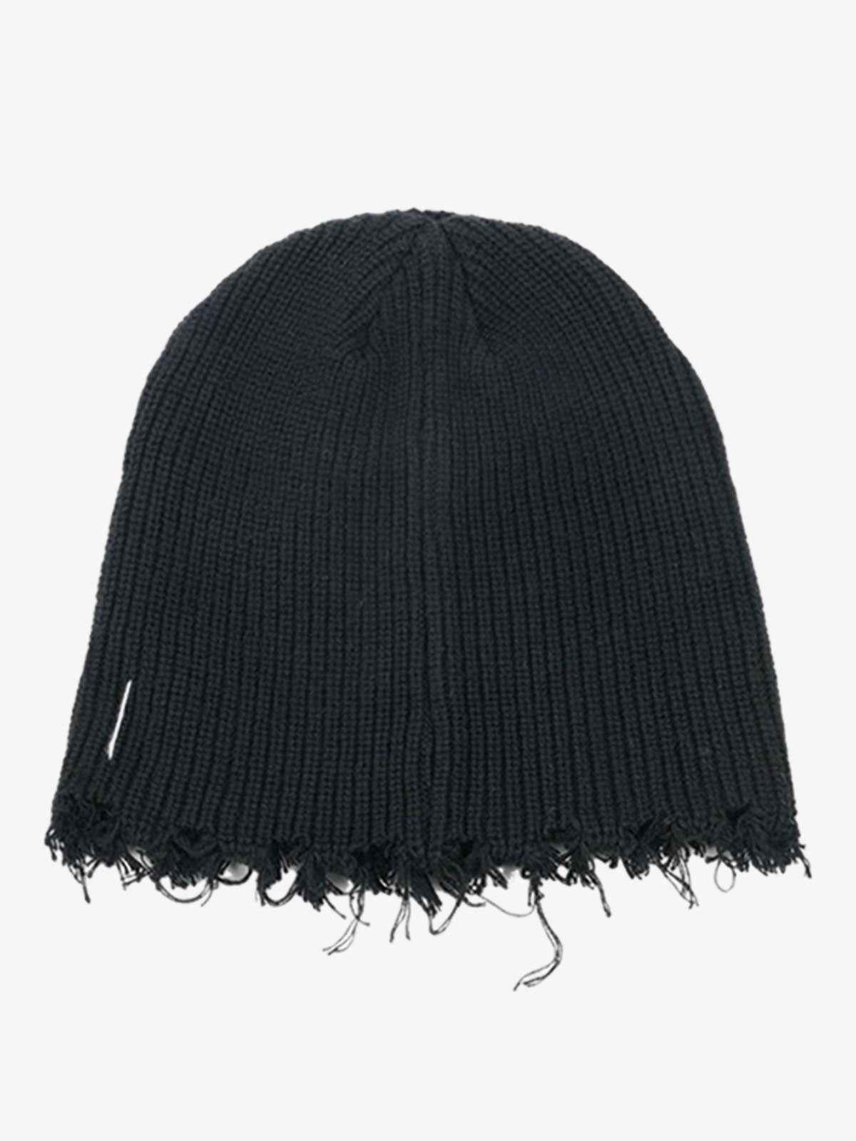Distressed Denim Patchwork Beanie