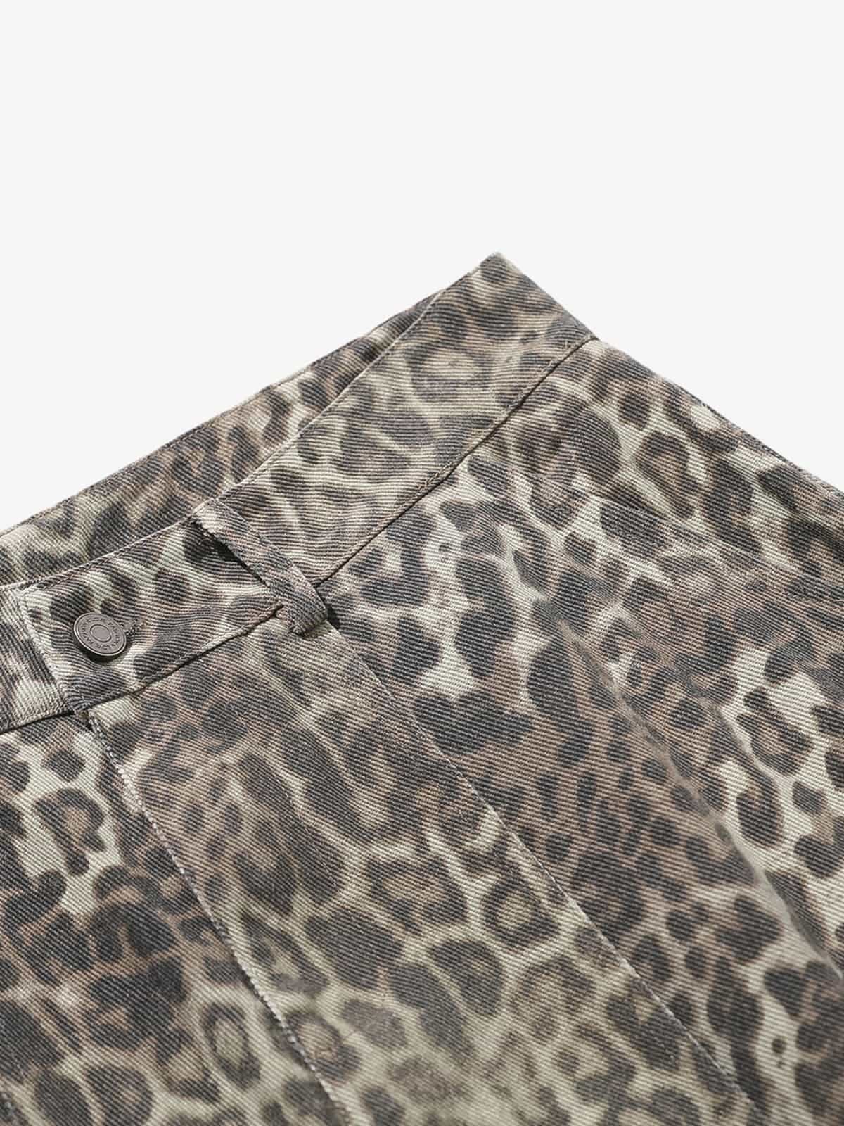 Vintage Leopard Print Cargo Barrel Pants - Luxuryurbanwear