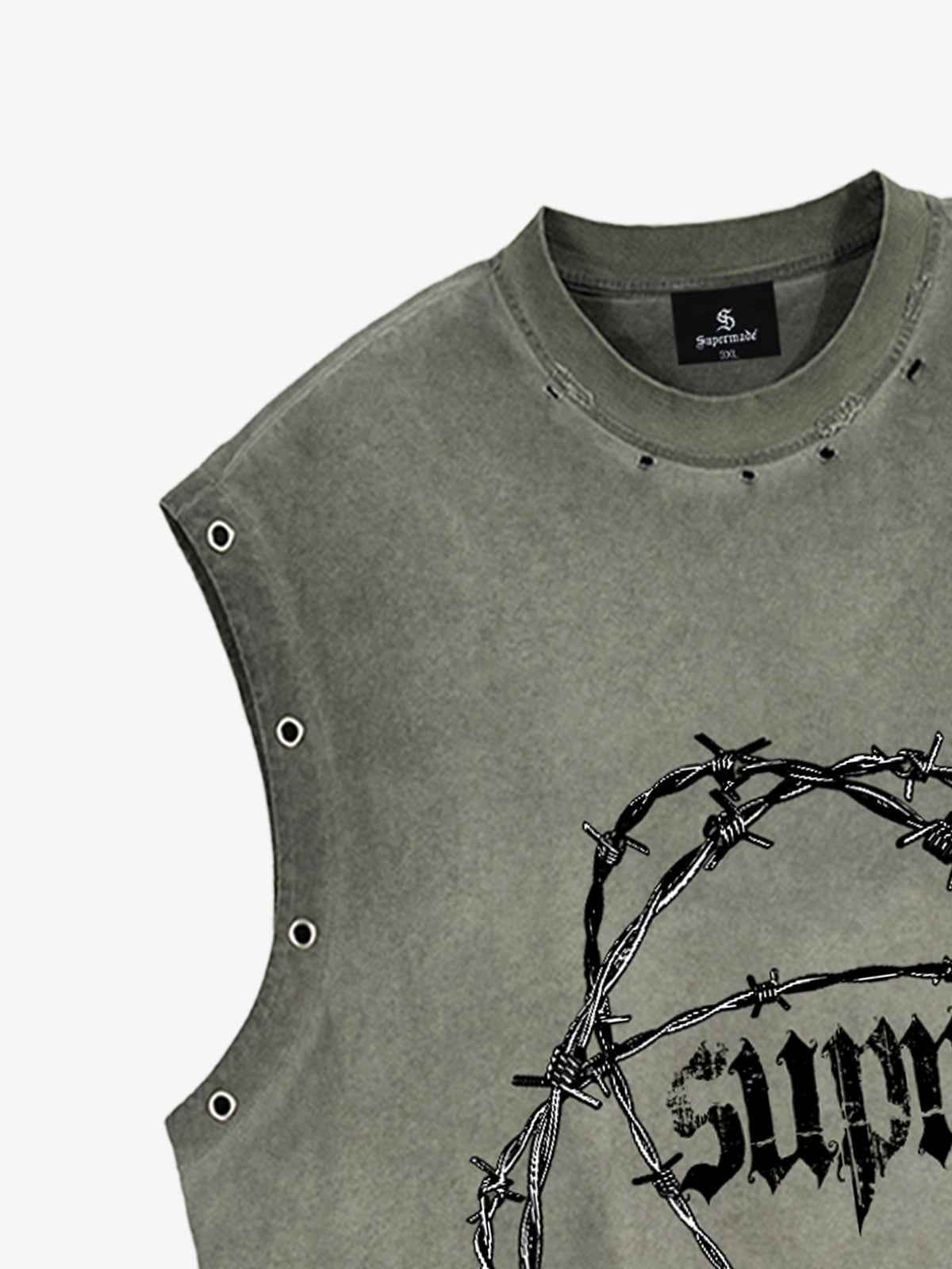 Barbed Wire Chain Graphic Sleeveless Vest
