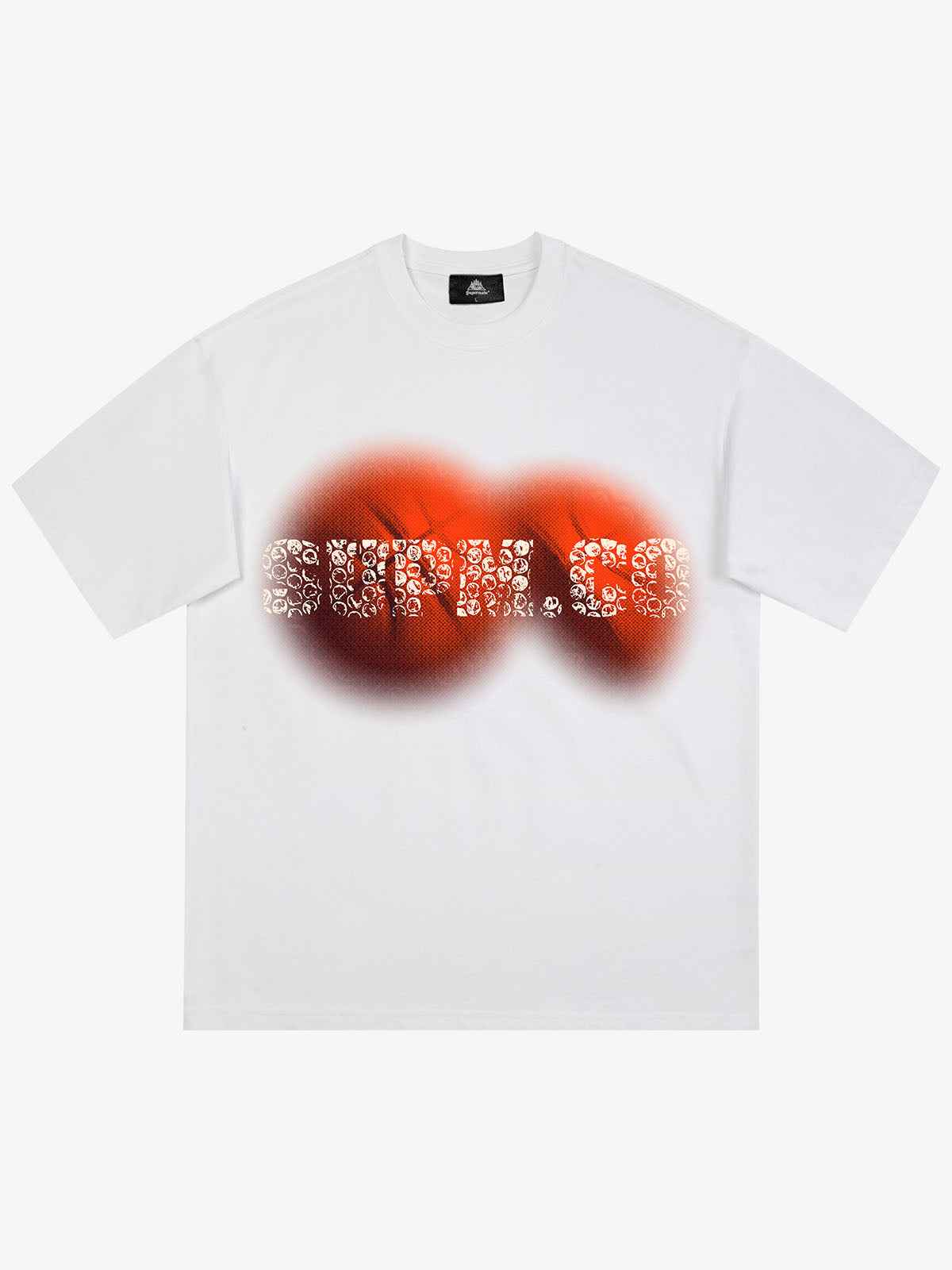 SUPM Foam Texture Basketball Pattern Graphic T-Shirt