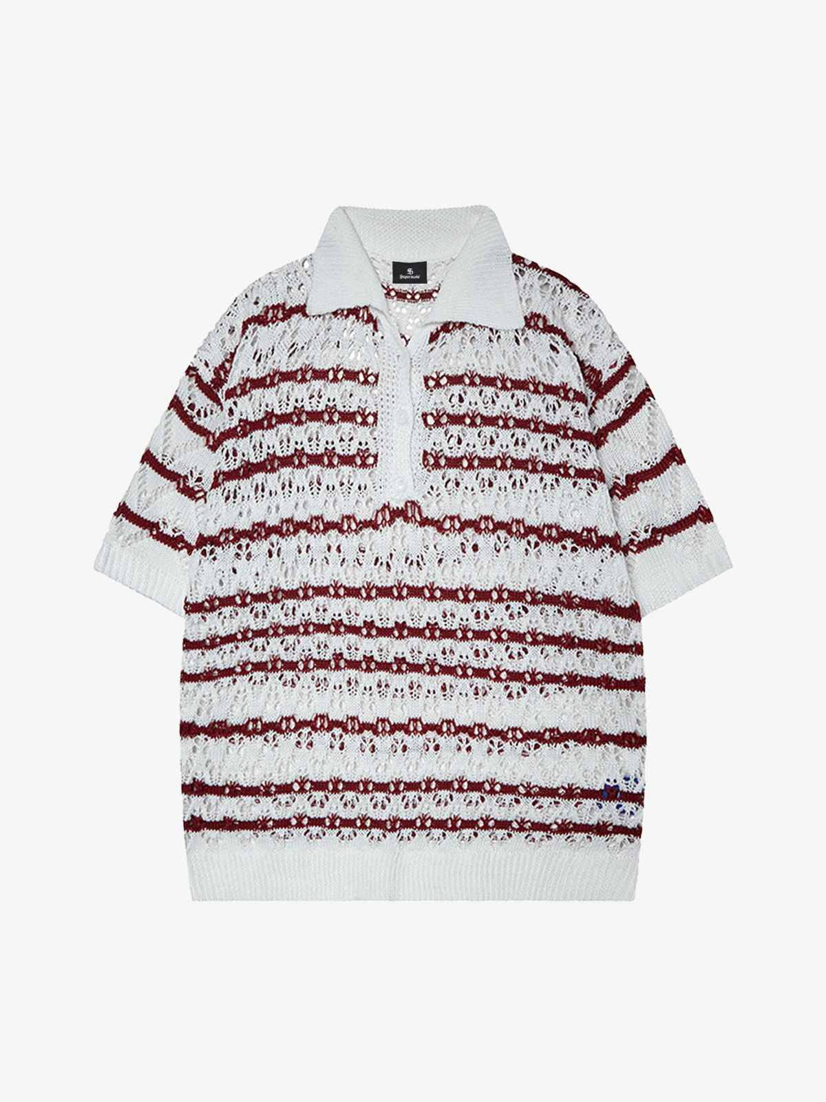 Retro Open-Knit Polo Shirt