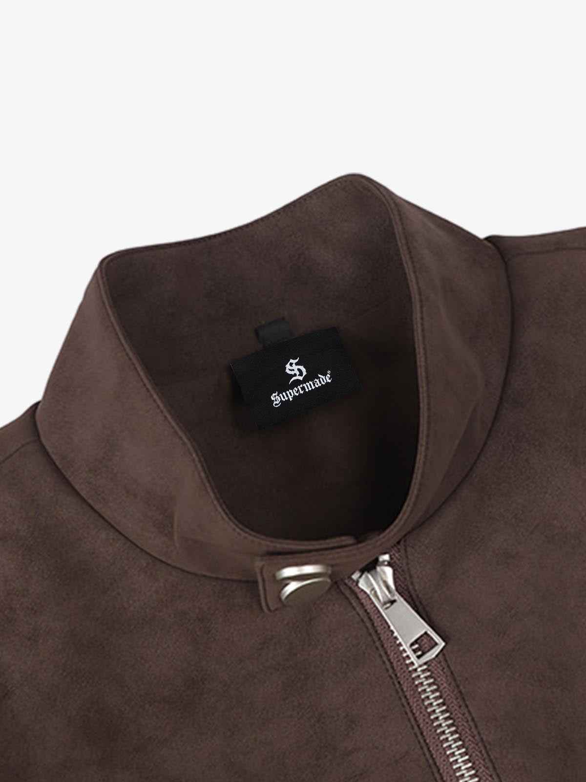 Suede Studded Zip Up Jacket