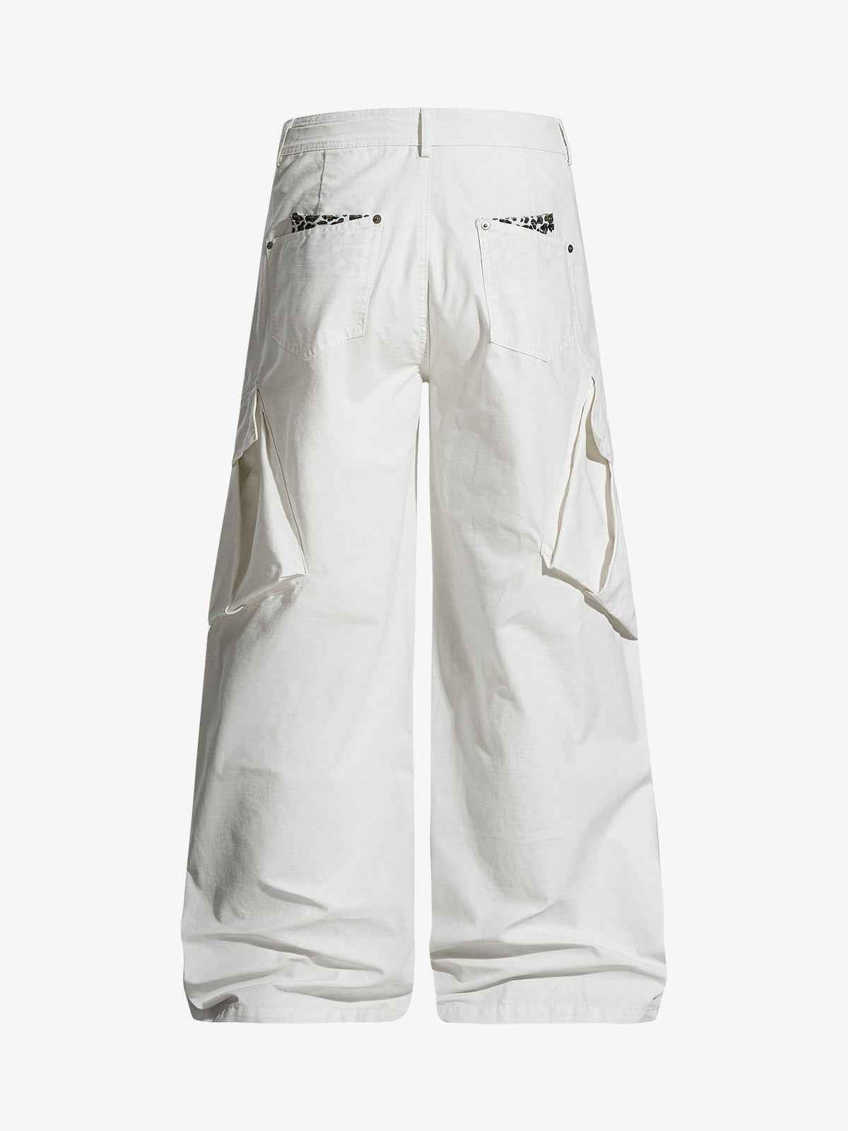 Vintage Patchwork Leopard Pocket Wide Leg Cargo Pants