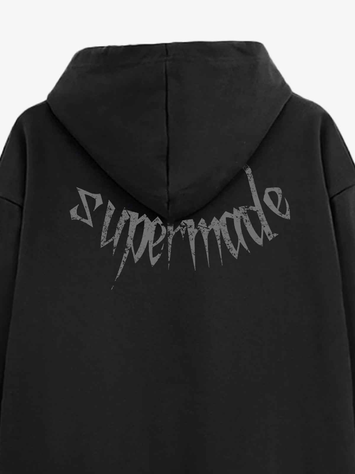 Gothic Devil Graphic Washed Hoodie