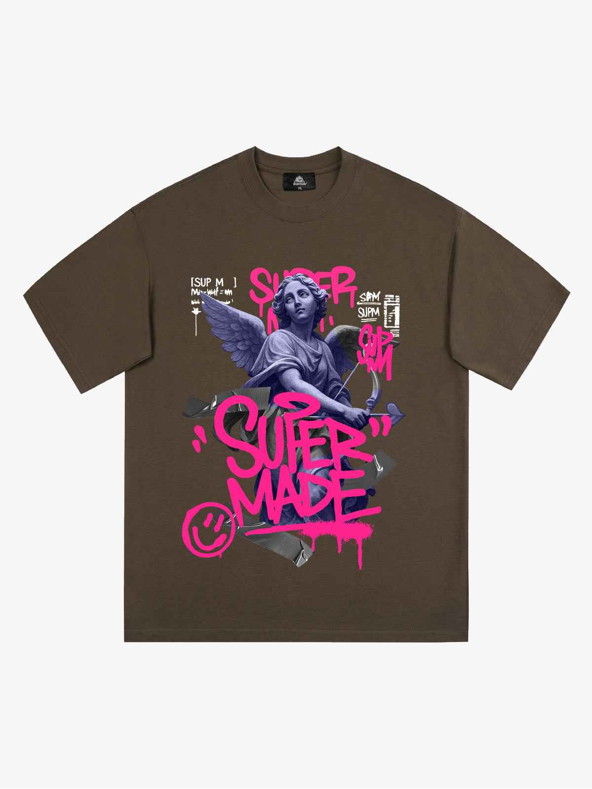 Street Pink Lucky Angel Graphic Design T-Shirt